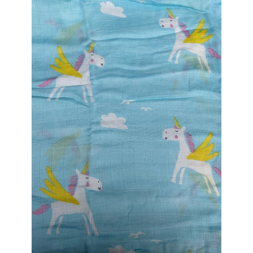 Khăn Aden sợi tre đa năng màu cao cấp cho bé 120x120cm - Xanh - Pony