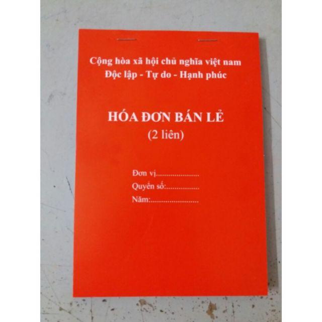 Hóa đơn bán lẻ 2 liên 100 tờ dày dặn, rõ nét có rãnh xé