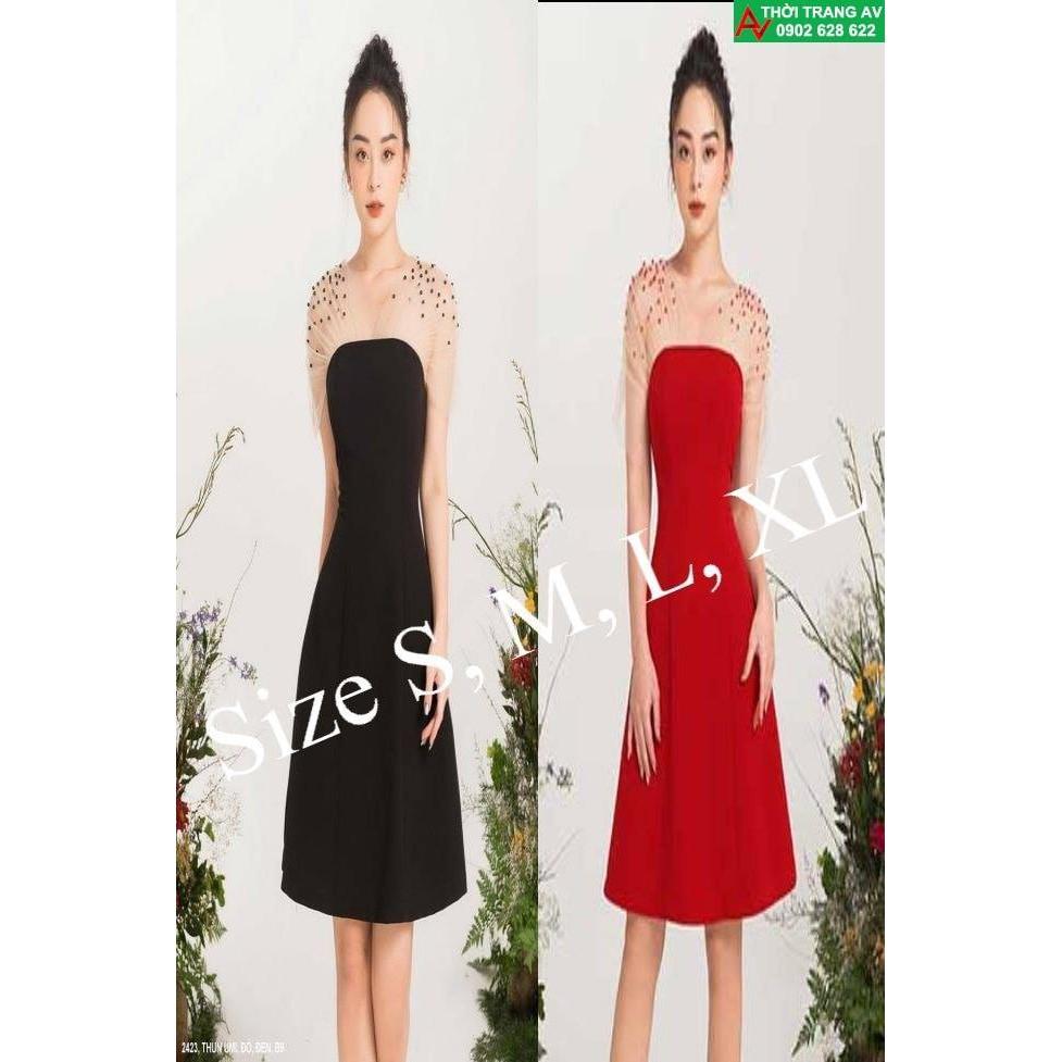 AV6449 - Đầm xòe cúp ngực phối lưới