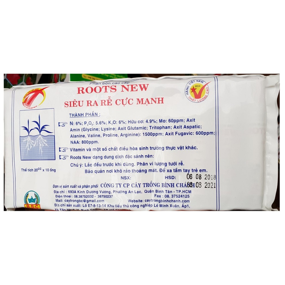 Phân bón cao cấp SUPER ROOTS AMIN Humic Acid Đậm Đặc - ROOTS NEW Siêu Ra Rễ Cực Mạnh (10ống x 20ml)