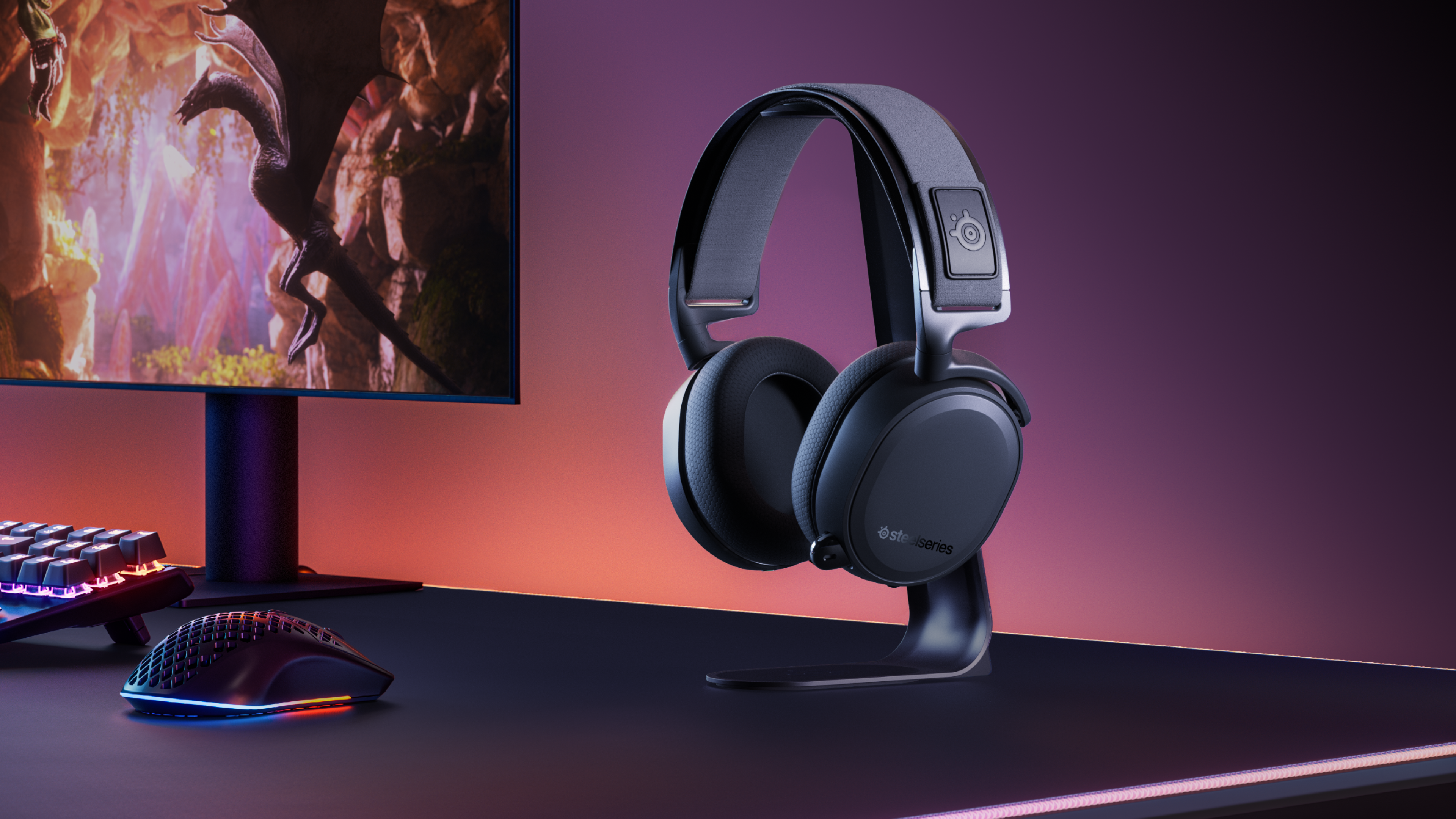 Tai nghe chụp tai gaming không dây SteelSeries Arctis 7+ Wireless màu đen/trắng, thời gian nghe 30H, Hàng chính hãng, Bảo hành 1 năm