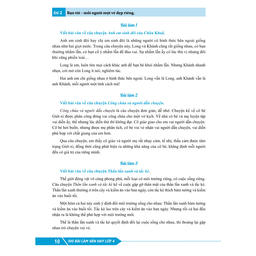 Sách - 100 Bài Làm Văn Hay Lớp 4 - ndbooks