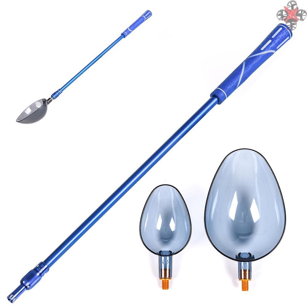 TOP 55 - 95cm Telescopic Aluminum Baiting Throwing Stick Handle with 2 Baiting Spoons Bait Throwers