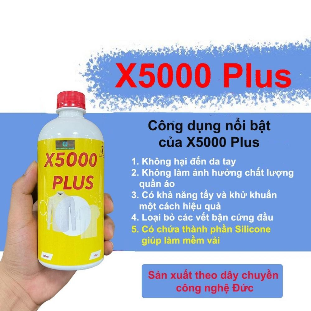 Chai Nước Thuốc Tẩy X5000, Nước Tẩy Trắng, Tẩy Mốc, Vết Ố Quần Áo, Chăn Ga Nước Tẩy Trắng Cao Cấp X5000 Đánh Bay Mọi Vết Bẩn Không Làm Phai Màu Vải Khử Khuẩn