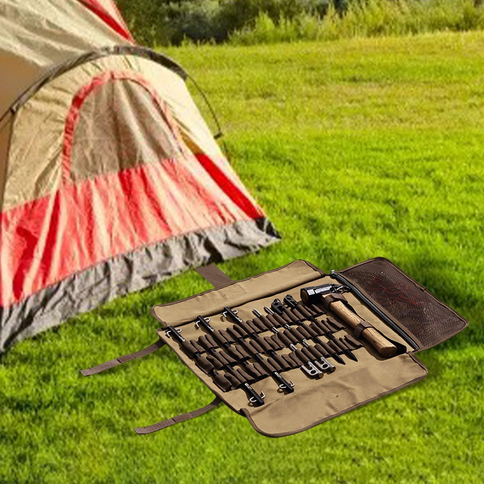 Tent Stake Bag Tent Pegs Pouch Holder Multifunctional Portable Tent Nail Hammer Bag