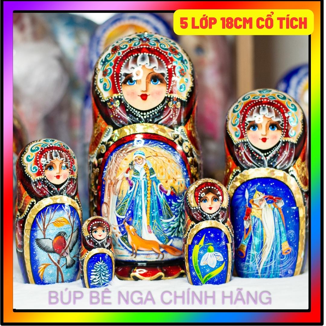 BỘ BÚP BÊ NGA MATRYOSHKA CAO CẤP 5 LỚP 18CM "CÔNG CHÚA TUYẾT"