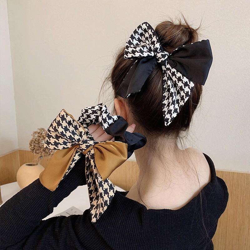 Dây cột tóc vải Scrunchies ziczac Hàn Quốc siêu xinh