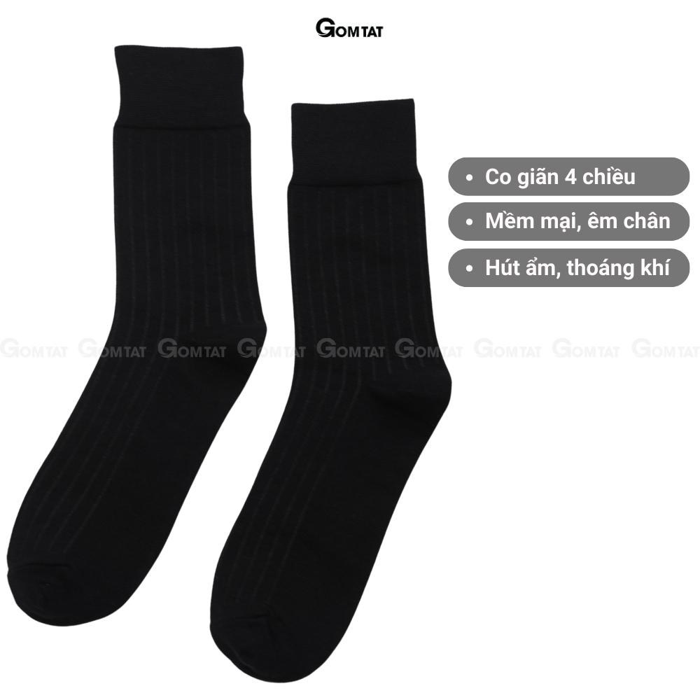 Combo 5 đôi tất vớ nam công sở cổ cao đi giày tây GOMTAT họa tiết gân chìm màu đen, cotton cao cấp - TAYGANCHIM-DEN-CB5