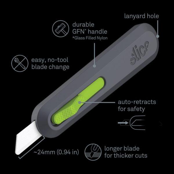 Dao sứ an toàn Slice 10554 Ceramic Blade Auto-Retract Utility Knife, tư động thu vào