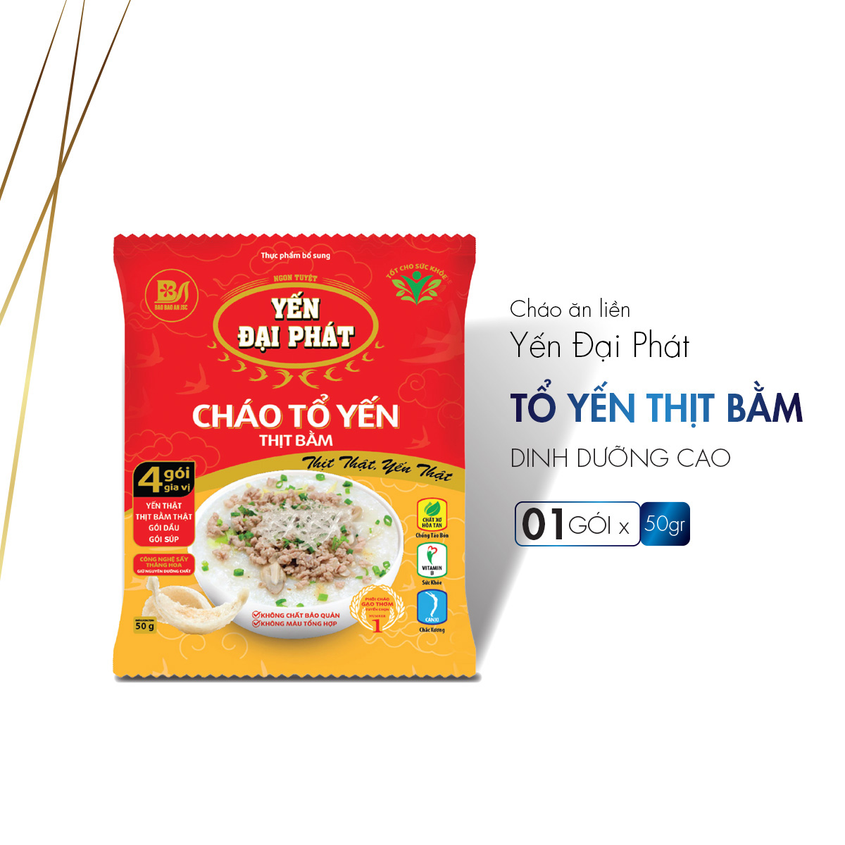 [Set 10 gói cháo x 4 vị trải nghiệm] - Yến Đại Phát 4 gói gia vị, ăn liền, tiện lợi, thơm ngon