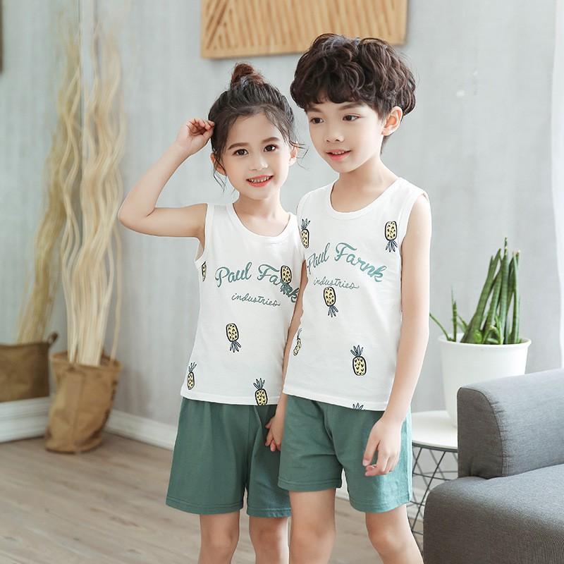 Đồ bộ sát nách cho bé trai và bé gái phối hoạt hình