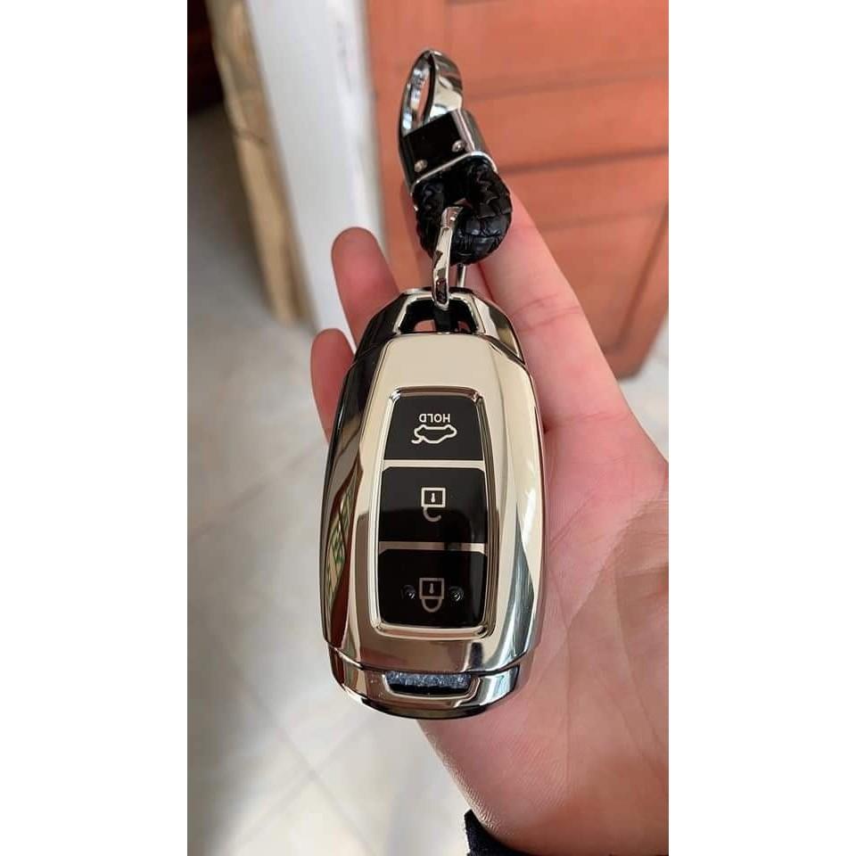Ốp Chìa Khóa Silicon Tráng Gương Cho Xe Accent, Santafe, Kona - kèm móc