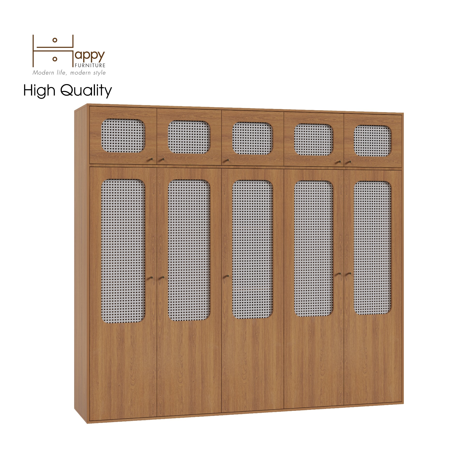 [Happy Home Furniture] MEYDAN, Tủ quần áo 2m4x2m2 cánh mây, 240cm x 58cm x 220cm ( DxRxC), TCM_052