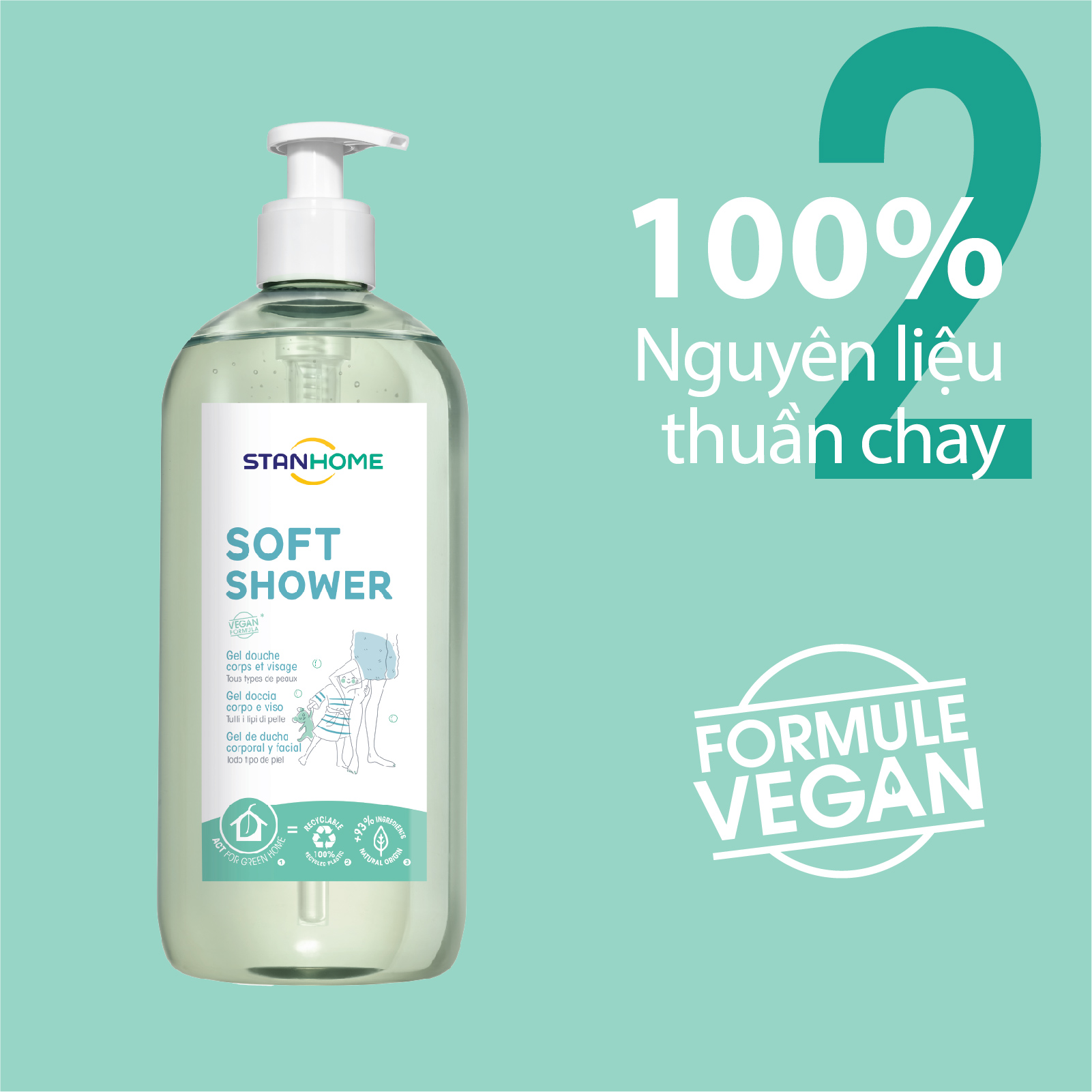 [DATE 04-2026]Sữa tắm, rửa mặt không xà phòng cho mọi loại da và da nhạy cảm Stanhome Family Expert Soft Shower 740ml/chai