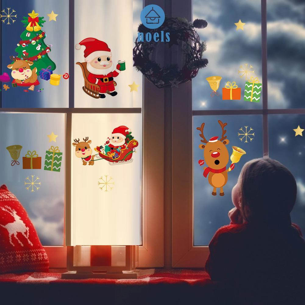 Bộ 2 Miếng Dán Tường Trang Trí Giáng Sinh Hình Ông Già Noel / Người Tuyết