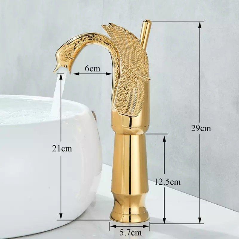 Vòi lavabo nóng lạnh Thiên Nga 2 màu đồng và giả cổ