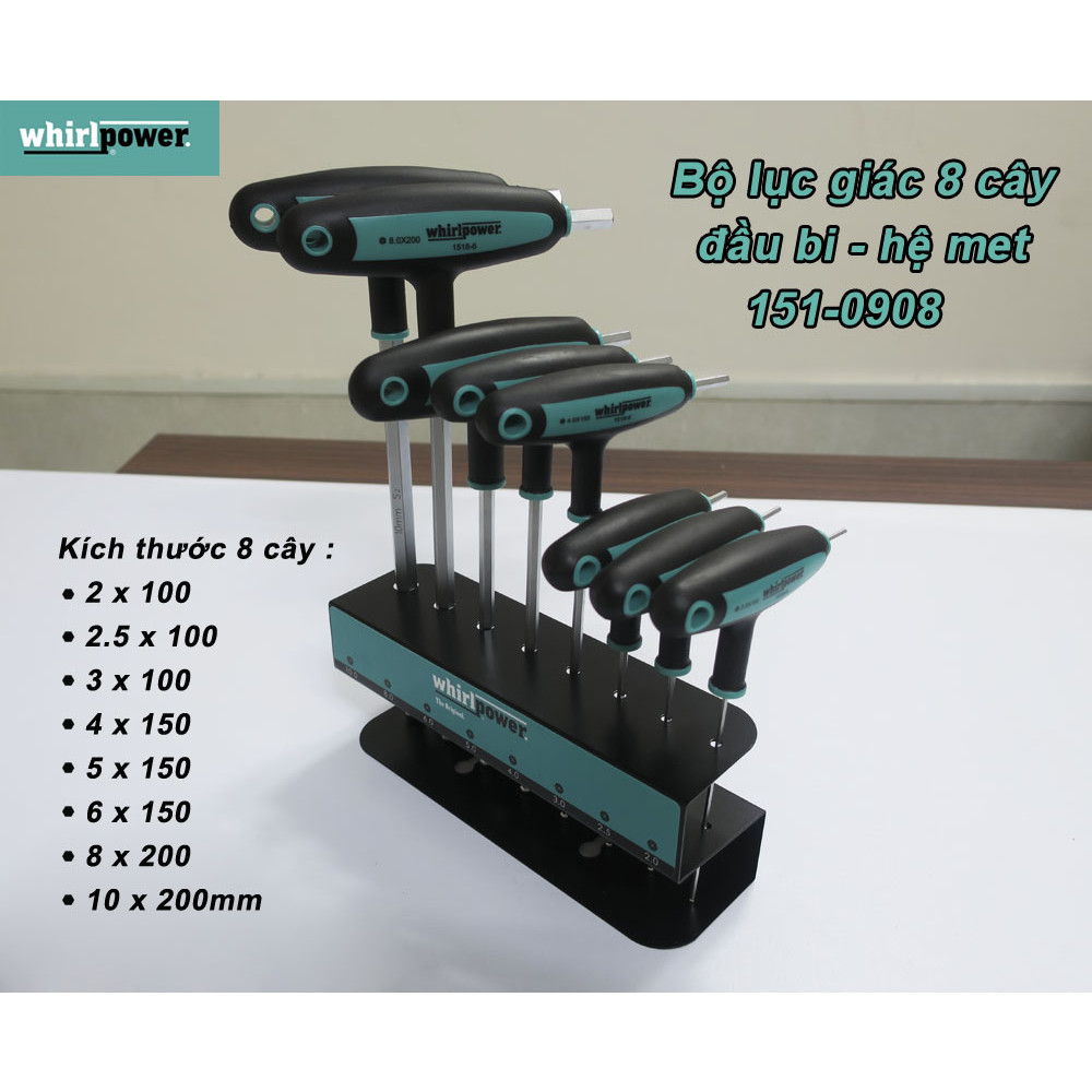 BỘ LỤC GIÁC 8 CÂY CHỮ T ĐẦU BI WHIRLPOWER