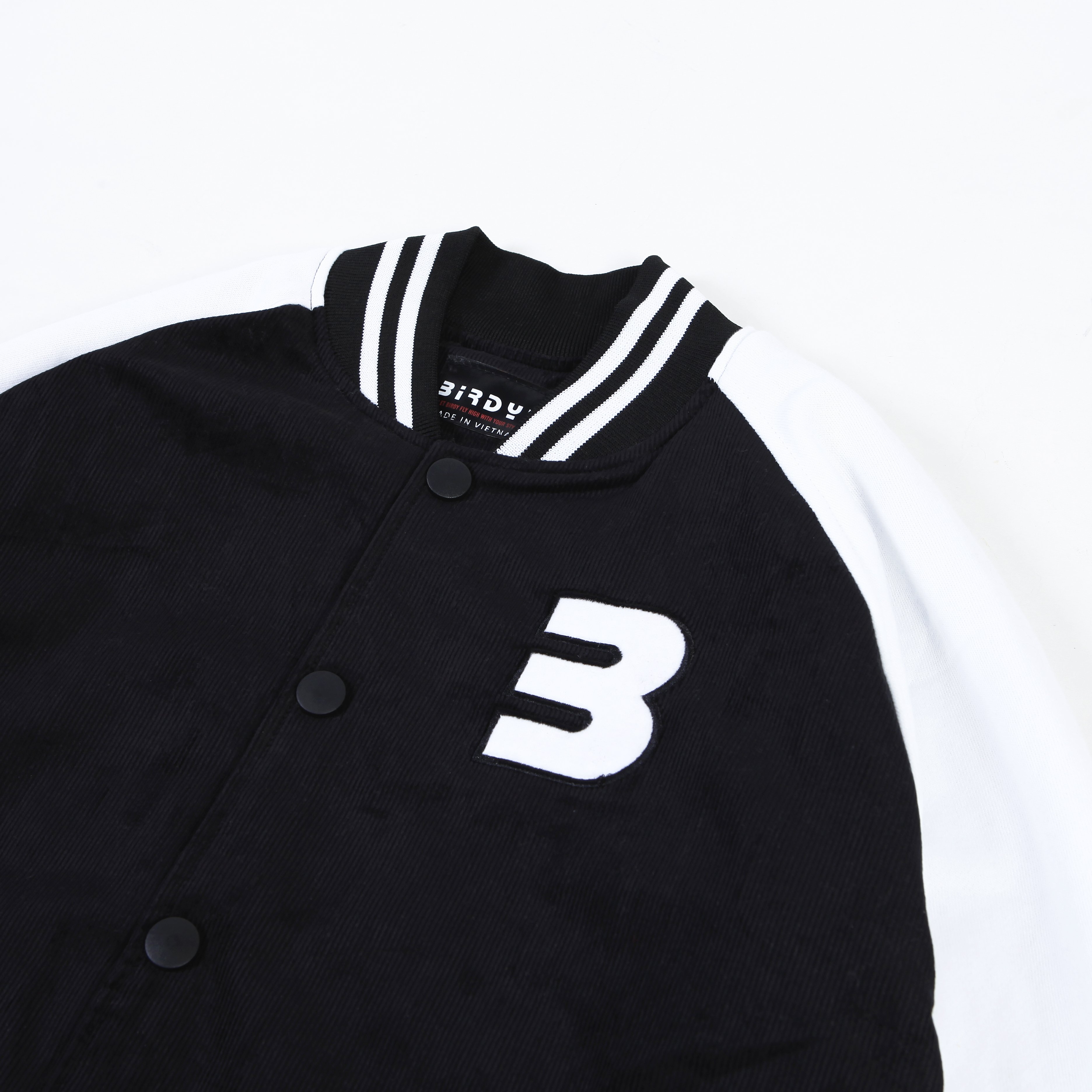 ÁO KHOÁC BIRDY BASIC VARSITY NHUNG JACKET - BLACK