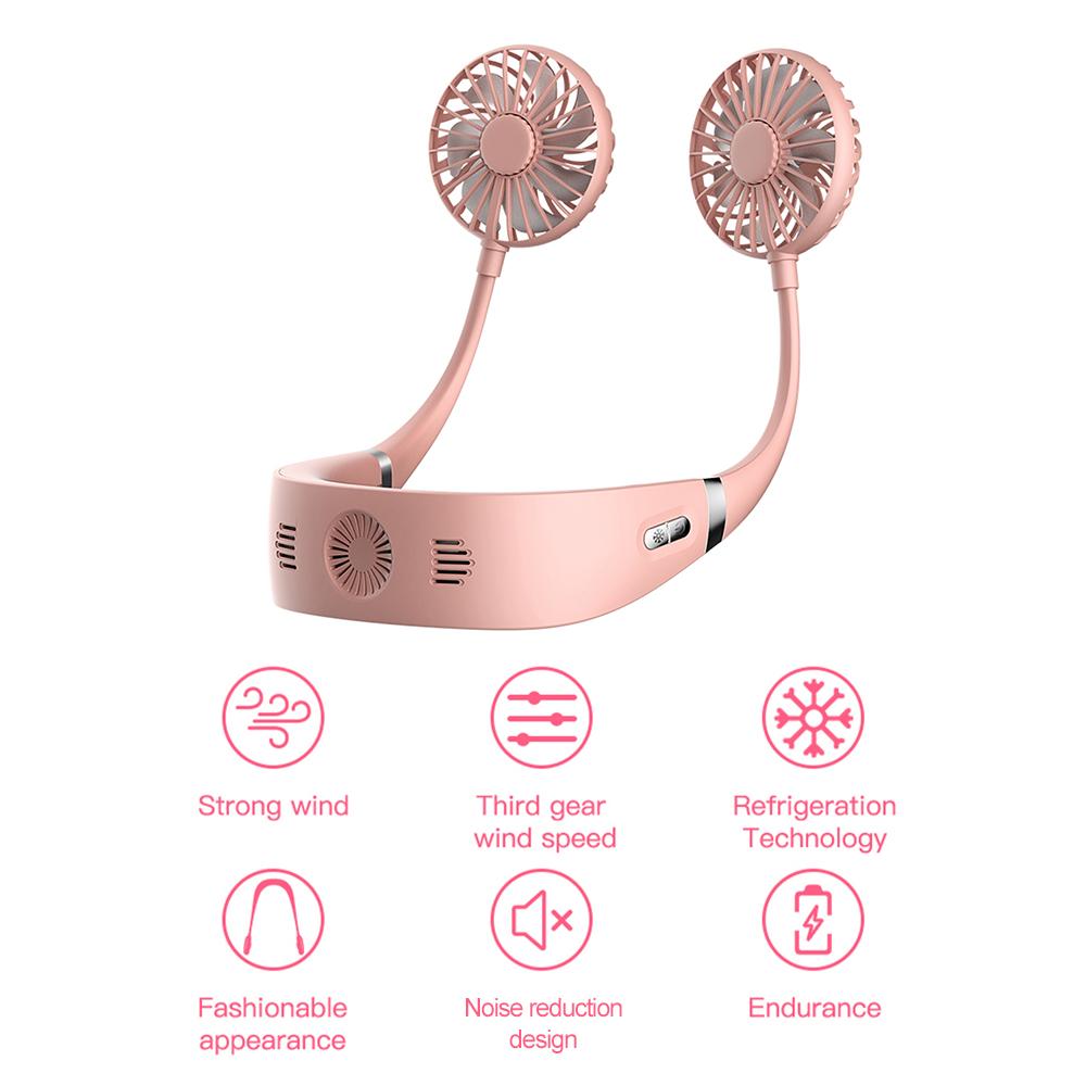 Quạt đeo cổ mini, sạc USB, làm mát 3 tốc độ, siêu tiện lợi