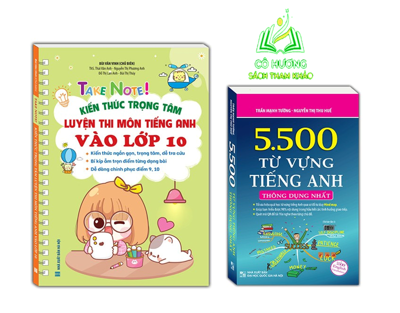 sách - combo 2c TAKE NOTE! Kiến thức luyện thi môn Tiếng Anh vào lớp 10 ( KHÔNG lò xo) + 5500 Từ vựng tiếng anh - K MÀU