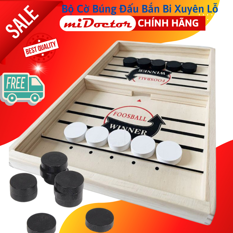 Bộ Đồ Chơi Cờ Búng Đối Kháng Xuyên Lỗ Gỗ Bàn Đấu Ice Hockey - Chọn Size - Foosball Winner, Sling Puck - Bắn Bi Xuyên Lỗ Chính Hãng miDoctor