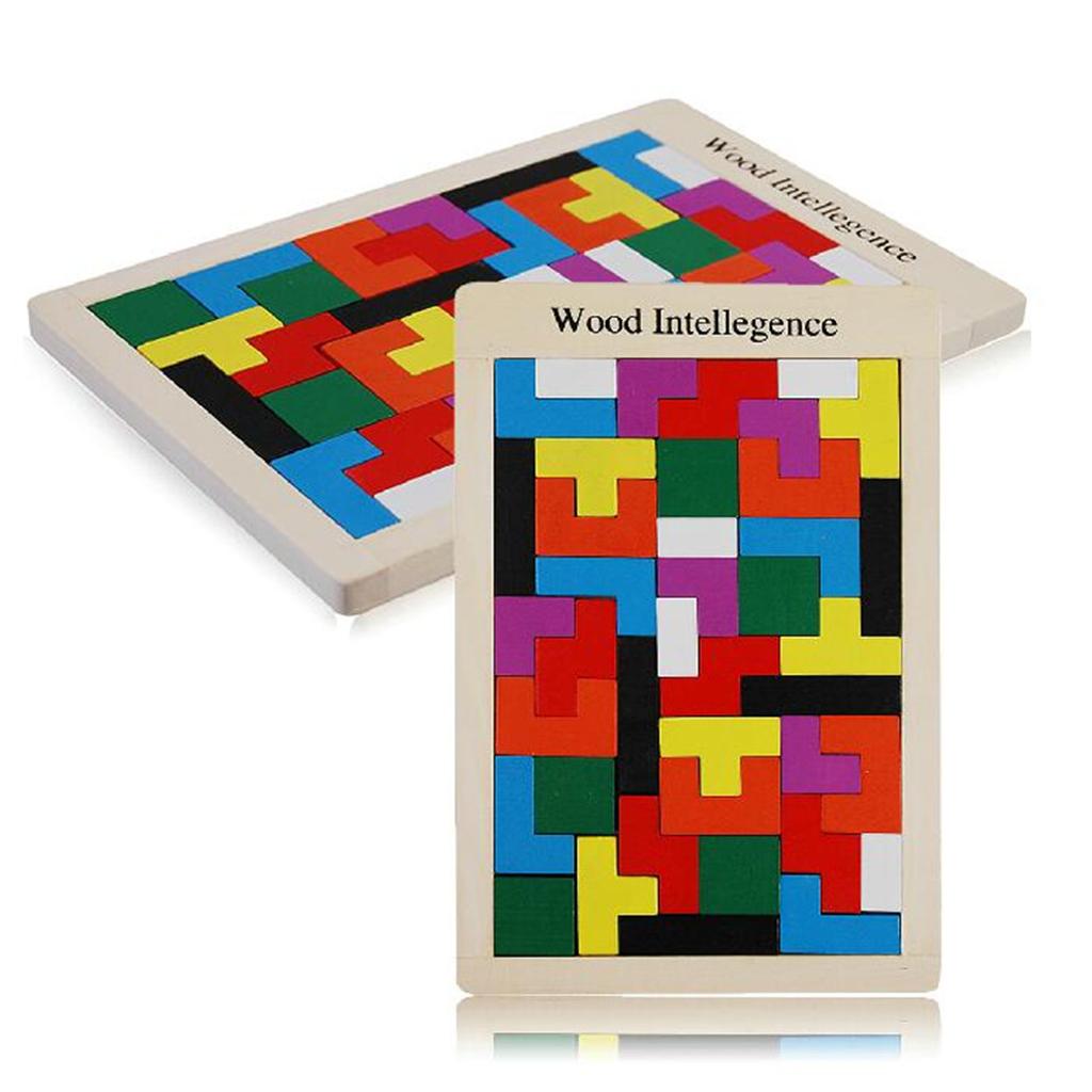 1 Set Montessori Tetris Wooden Puzzle 27x18x1cm Kids Training Toy