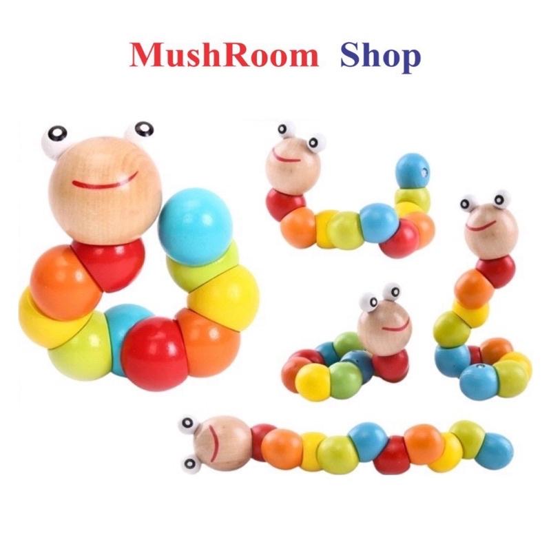Đồ Chơi Con Sâu Uốn Dẻo Bằng Gỗ Cho Bé Rèn Luyện Tay