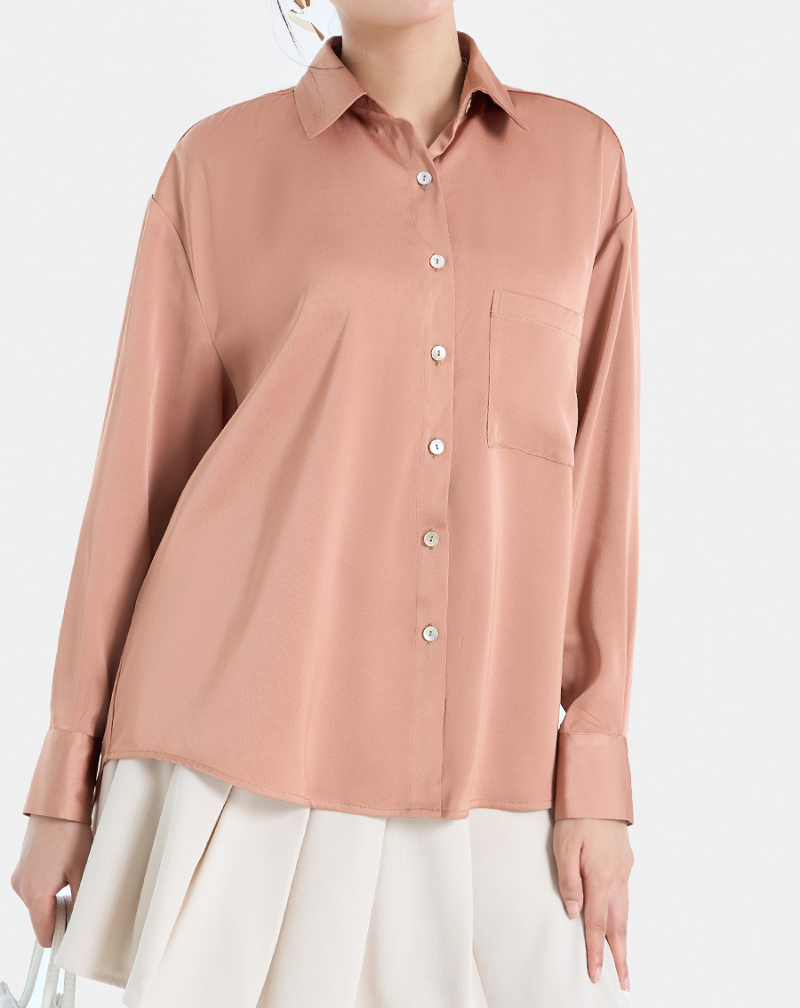 Áo Sơmi Nữ Thời Trang JUNO Dáng Oversized Hạ Vai JNASM021
