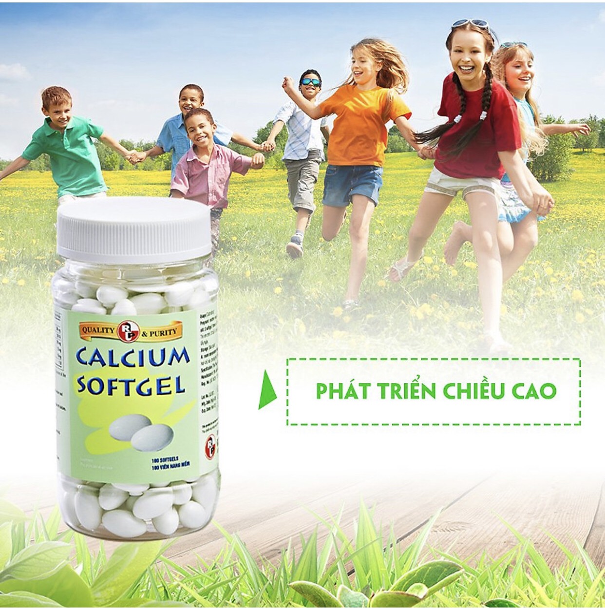 TPCN bổ xương bổ sung Calcium và Vitamin D3- Calcium softgel – Robinson Pharma Usa - Chai 100 viên