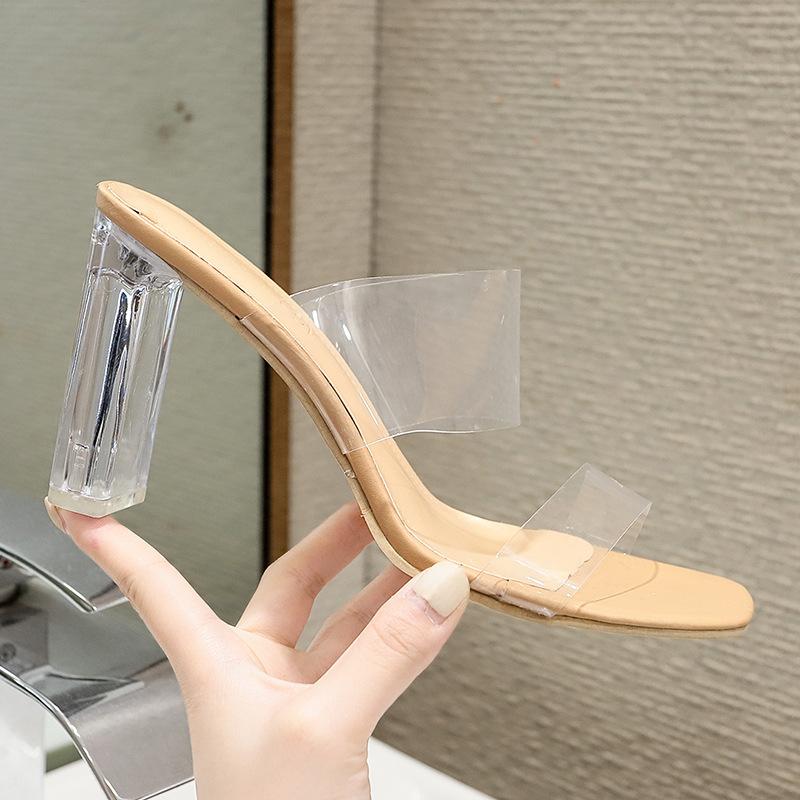Phiên bản Hàn Quốc của Giày quét nữ cao gót cao gót pha lê với một nửa về phía đôi giày