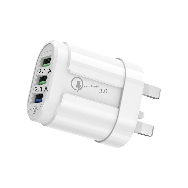 Giá ưu đãi Tiêu chuẩn Châu Âu ba cổng usb đa cổng sạc nhanh QC3.0 đầu sạc du lịch 18W tiêu chuẩn Mỹ tiêu chuẩn Anh Bộ sạc du lịch 18W
