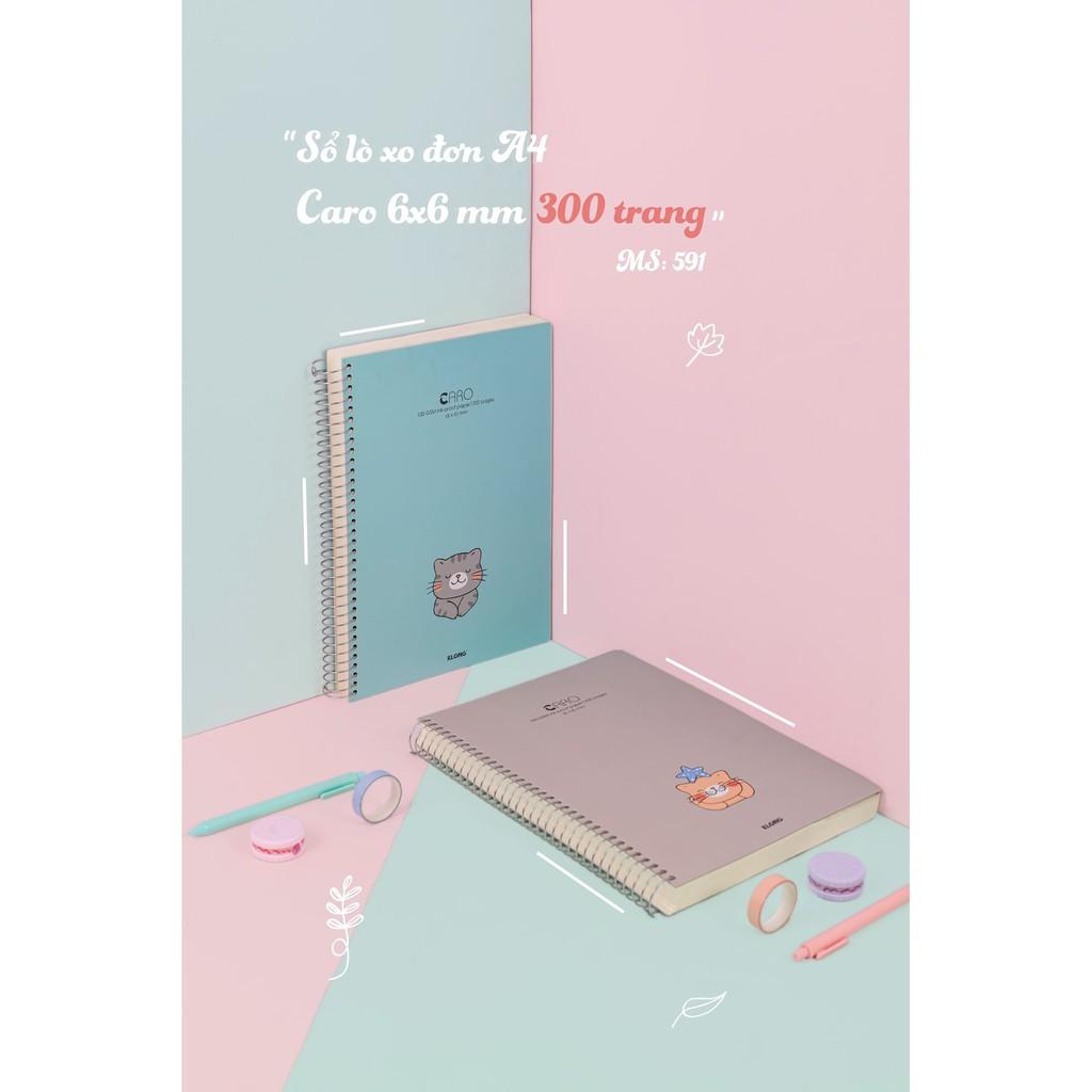 Sổ lò xo đơn Caro mm A4 - 300 trang; Klong - MS 591