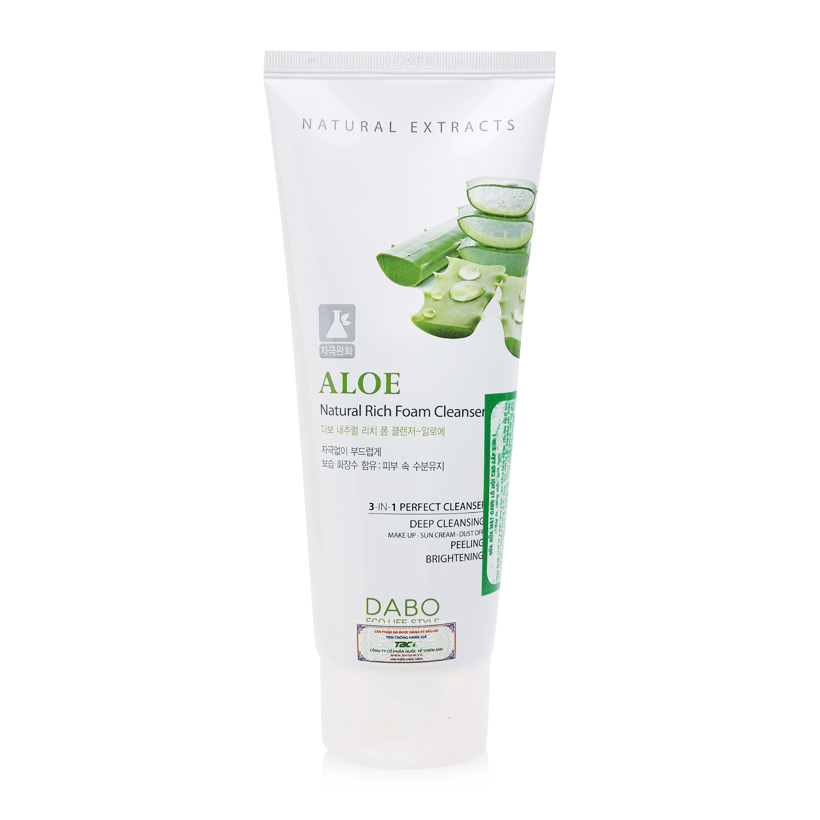 Sữa rửa mặt sạch nhờn trắng da chiết xuất Lô hội DABO Aloe - HÀN QUỐC CHÍNH HÃNG