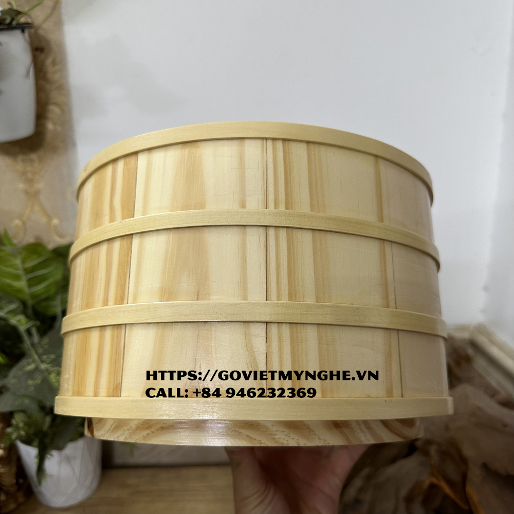 [Chuẩn Nhật] Thố gỗ đánh cơm Sushi _ Thố gỗ trang trí Sashimi Φ 30cm - Cao 15cm - Gỗ thông tự nhiên