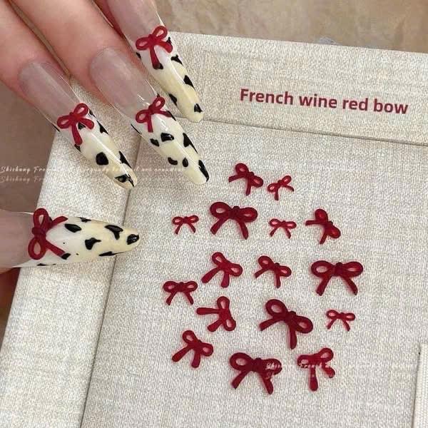 Set 50 Nơ Thắt Nhựa Mix Màu Hồng Pastel Siêu Xinh, Nơ Đỏ, Trắng Size Mini Gắn Trang Trí Móng Làm Nail Kiểu Hàn Quốc Nữ Women