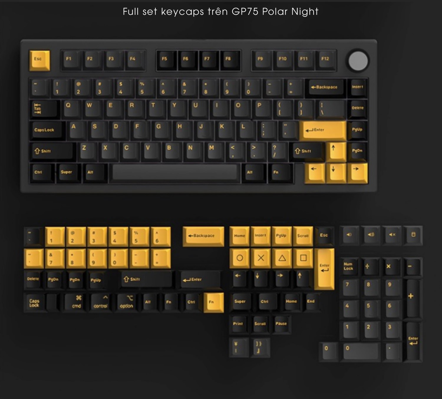 Bàn phím cơ FL-Esports GP75CPM Polar Night Black - Hàng chính hãng