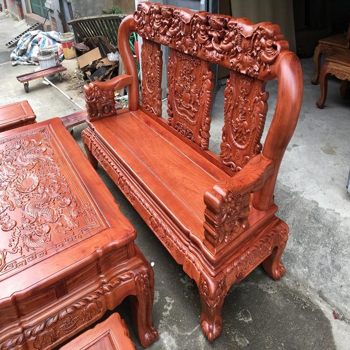 Bộ bàn ghế minh quốc voi chiến gối lá sen gỗ hương đá ( Chị Hạnh - Lạng Sơn )