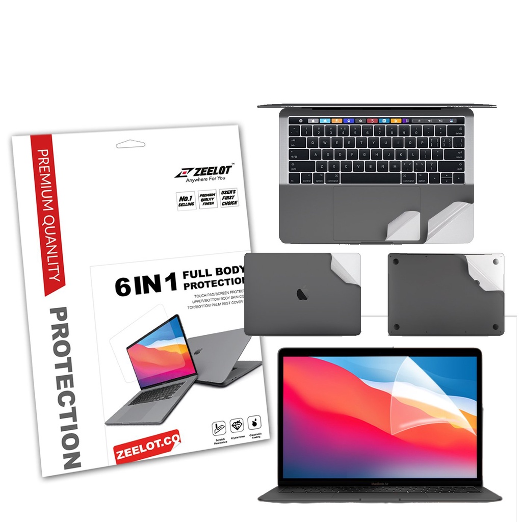 Bộ Dán Body Skin và Dán Màn Hình Zeelot 6in1 dành cho Macbook Pro 16"/ Pro 13" 2020/ Pro M1/ Air 13" 2018- 2020 - Hàng chính hãng