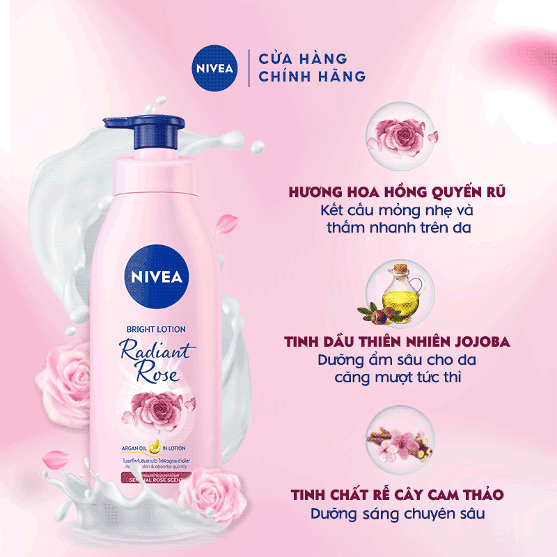 Sữa Dưỡng Thể NIVEA Sáng Da Hương Hoa Hồng (350 Ml) - 85707