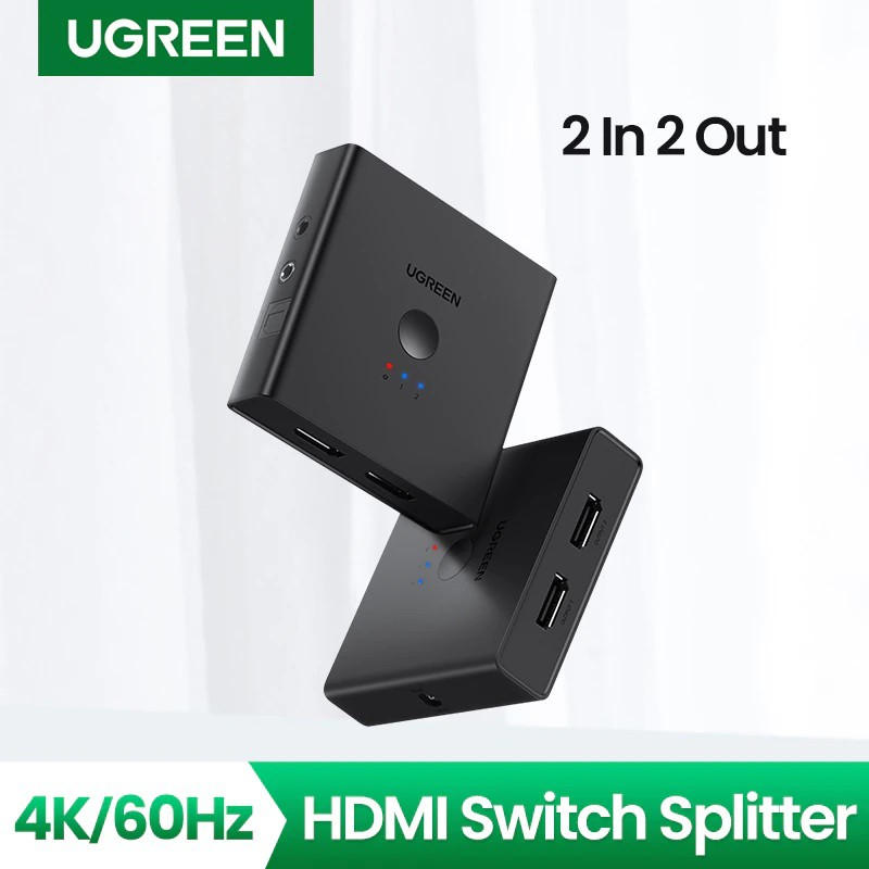 Bộ gộp tín hiệu HDMI UGREEN CM318 - 2 vào 2 ra và 2 vào 4 ra HDMI 2.0 - Chất lượng 4K 60Hz - Hàng nhập khẩu chính hãng
