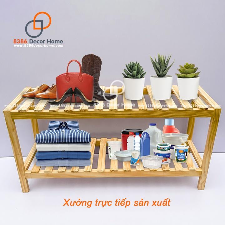 Kệ giày dép gỗ 3 tầng, 2 tầng đa năng - Chất liệu gỗ thông - Nhiều Size