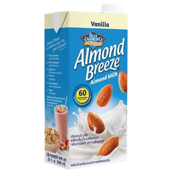 Thùng Sữa hạt hạnh nhân ALMOND BREEZE VANILLA 946ml - Sản phẩm của TẬP ĐOÀN BLUE DIAMOND MỸ - Đứng đầu về sản lượng tiêu thụ tại Mỹ