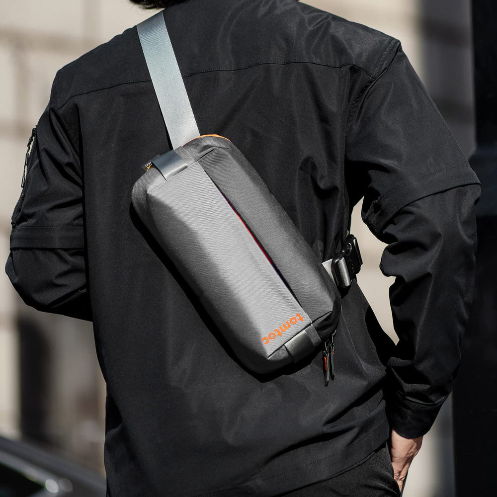 TÚI ĐEO CHÉO TOMTOC LIGHTWEIGHT CODURA SLING BAG GRAY - HÀNG CHÍNH HÃNG