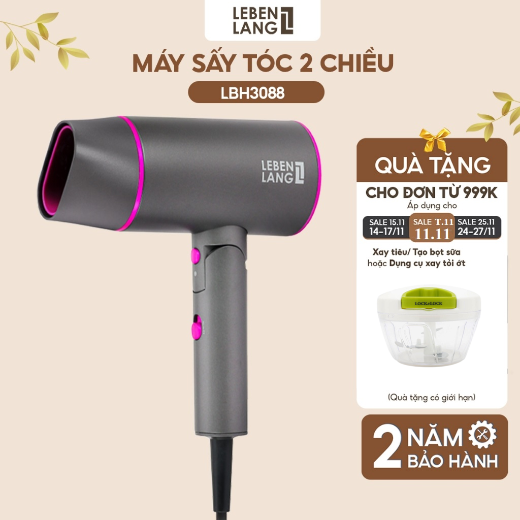 Máy Sấy Tóc Lebenlang Lbl3088 Công Suất 2100W Của Đức, Chống Xơ Rối Tóc Bằng Công Nghệ Ion - Hàng Chính Hãng