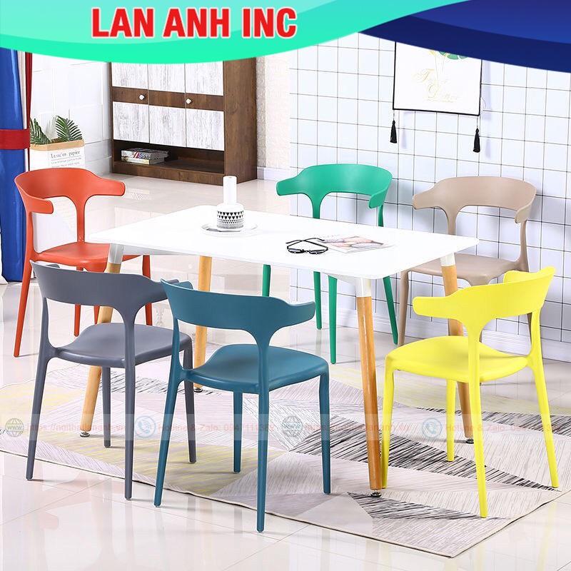 Ghế nhựa cafe văn phòng bàn ăn đúc nguyên khối tựa lưng cao xếp chồng giá rẻ LAD31