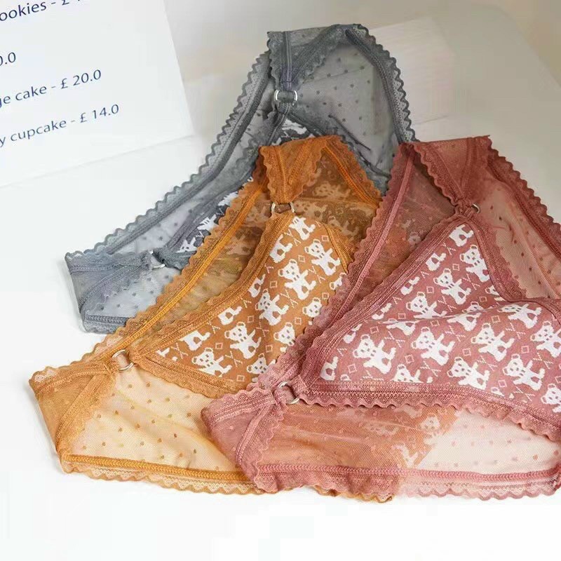 COMBO 5 QUẦN DỆT HÌNH GẤU PHỐI REN 409