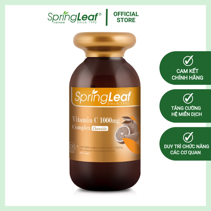 Tăng đề kháng Vitamin C Viên Ngậm Nhai 1000mg SpringLeaf 200 viên