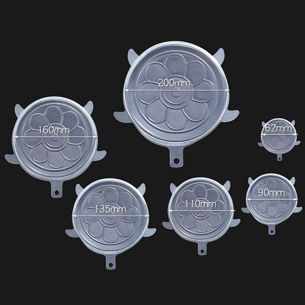 6pcs Silicone Wraps Seal Bowl Covers Food Storage Clear