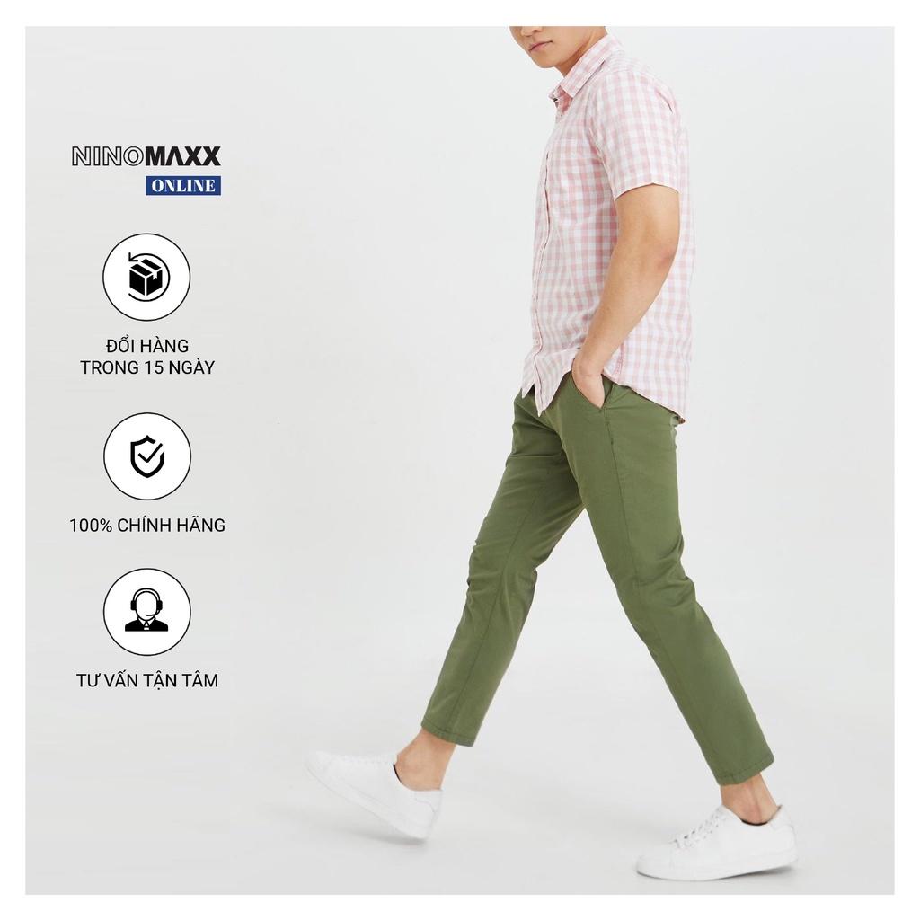 NINOMAXX Áo sơ mi nam tay ngắn kẻ sọc form slim fit chất liệu 100% cotton 2003100