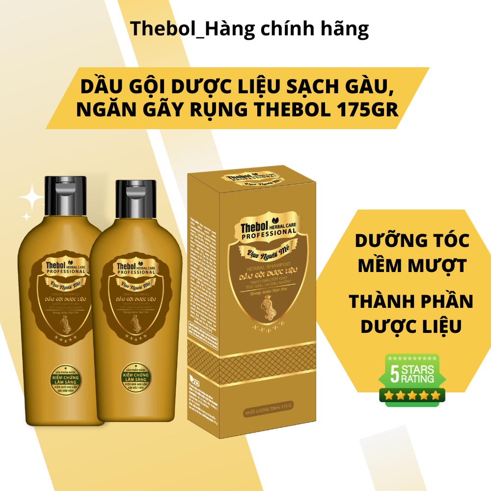 Dầu gội hỗ trợ trị gàu mượt tóc chiết xuất từ dược liệu sạch  Thebol vạn người mê 175g (combo 2 chai)